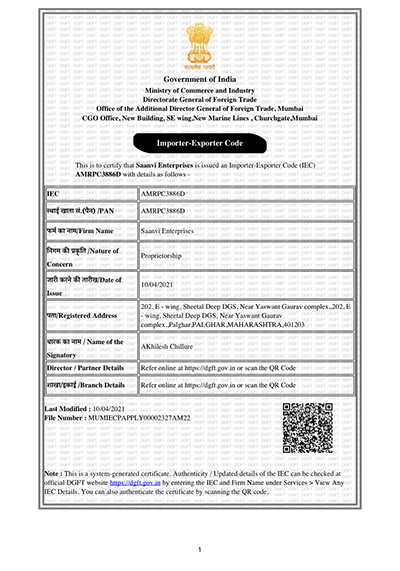 IEC Certificate first page